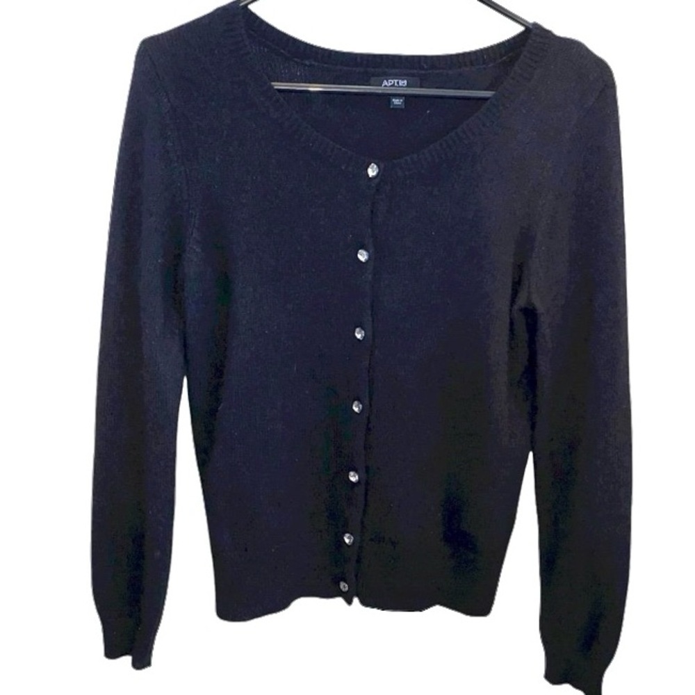 Apt. 9 Women's Classic Black Angora Blend Cardigan soft Luxurious Old Money twee